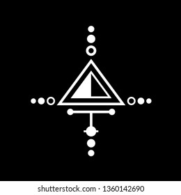 Geometric designs with shapes and symbols inspired by a hieroglyphic-like style giving it a simple yet futuristic edge