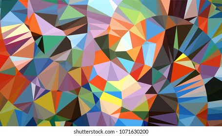 Geometric designs. Vector, multicolor geometric background. Triangles, triangulation. Geometric mosaic tile, colored triangles, application in origami style. Abstract backgrounds for web.