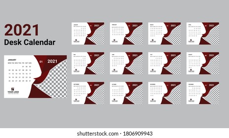 Geometric Desk calendar for 2021 design, clean 2021 calendar design, professional desk calendar design