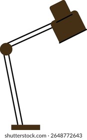 Uma lâmpada de mesa geométrica com linhas angulares e uma sombra retangular. A lâmpada possui um design elegante e braço ajustável. Ilustração de vetor de desenhos animados.
