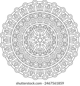 Geometric Detailed Mandala Adult Coloring Page intricate Circular Pattern Zentangle