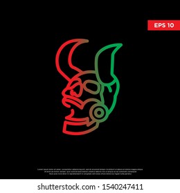 geometric devil skull logo. using mono line style. modern icon template design