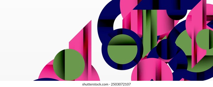 Geometric diagonal line and circle shape, wide abstract background