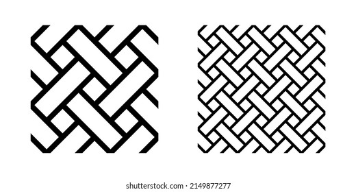 Geometric Diagonal Lines Seamless Pattern Wicker Black and White Color