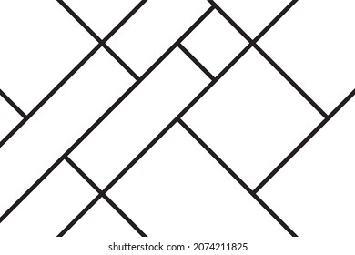 Geometric of diagonal mondrian pattern. Design of random lines. Design black and white. Design print for illustration, texture, textile, wallpaper, background. Set 2