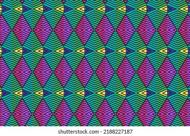 Geometric Diagonal Squares Arrow Pattern. Abstract Texture With Square Grid, Diamond Shapes, Rhombuses, Arrows. Simple Modern Black Background. Repeat Colorful Geo Design For Print, Decor