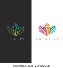 Diseño geométrico del logotipo del cristal del diamante para la moda, el lujo, y las industrias de la joyería