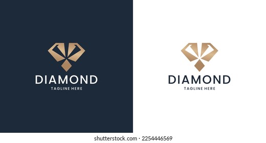plantilla de logotipo de gema de diamante geométrico con diseño de concepto de luz.