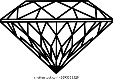 Ilustración geométrica del icono del Vector del contorno de la piedra preciosa del diamante