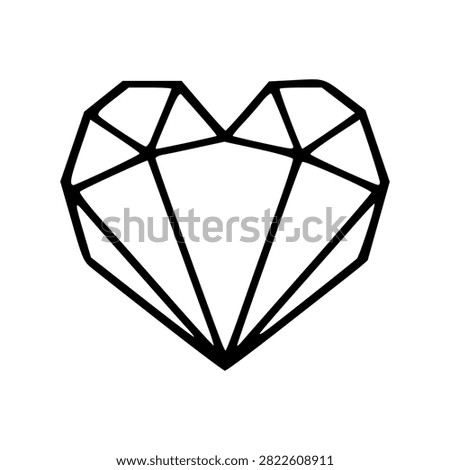 Geometric Diamond Heart Shape Line Art Graphic