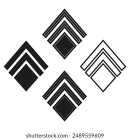 Geometric diamond icons. Black and white. Abstract pattern set. Vector illustration.