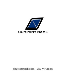 Geometric Diamond Logo
A geometric logo featuring a black and blue diamond shape with overlapping lines creating a 3D effect