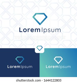 Geometric diamond logo vector identity. With gradient color, negative and monochrome variation and background proposal. 