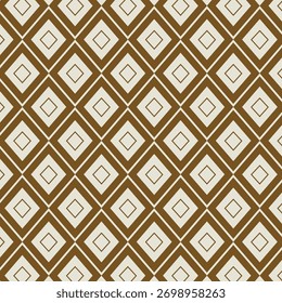 Geometrisches Diamantmuster in Braun und Beige schafft ein Retro und modernes, sich wiederholendes Design, perfekt für Hintergründe und Textilien