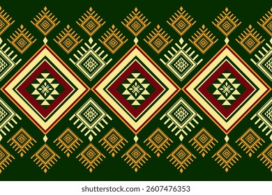 Geometric Diamond Pattern in Green, Yellow, and Red
