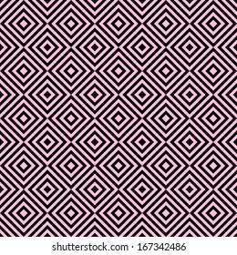 Geometric diamond pattern in pastel pink and black creates a retro optical illusion