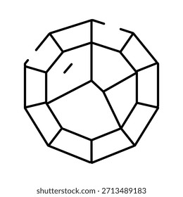 Geometric diamond presenting a luxurious and precious crystal shape, rendered in abstract line art for elegant icon design, symbolizing wealth and value
