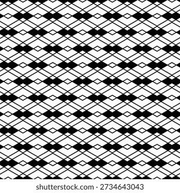 Geometric Diamond Rhombus Pattern with Minimalist Black and White Crisscross Lines