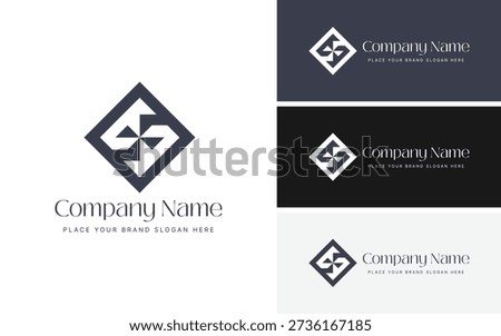 Geometric Diamond Rotary Logo - Modern Abstract Motion Icon
