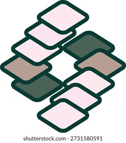 Forma geométrica de diamante, camadas quadradas abstratas, cor-de-rosa pastel e paleta de azeitona, design de azulejos minimalista moderno, Padrão de Infinito Mosaico, arte vetorial simétrica, material de design, recurso gráfico, imagem bruta, imagem editável 