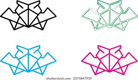 Geometric diamond shapes, minimalist line art, colorful outlines, simple gem designs, flat vector style, multiple variations, black white and neon colors, abstract jewel icons, clean modern aesthetic,