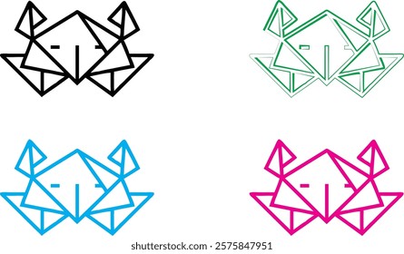 Geometric diamond shapes, minimalist line art, colorful outlines, simple gem designs, flat vector style, multiple variations, black white and neon colors, abstract jewel icons, clean modern aesthetic,