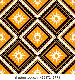 Geometric Diamond Sunburst Ethnic Pattern