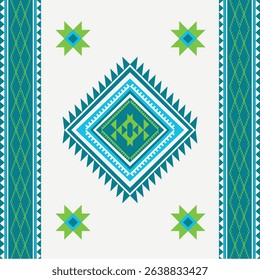 Geometric Diamond Teal Tribal Pattern Presentation