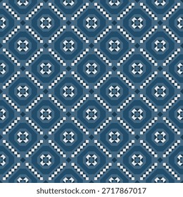 Patrón de fondo decorativo repetitivo azul y blanco de azulejo de diamante geométrico