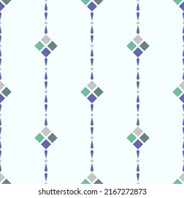 Geometric diamonds chain seamless pattern with four colors diamond geometric on a white background.