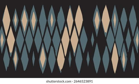Geometric diamonds display patterns against the dark backdrop colorful design