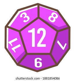 Geometric dice with sides and numbers, isolated hexagonal objects for rpg. Role play games, board playing and competitions. Challenges among competitors. Throwing lucky cube. Vector in flat style