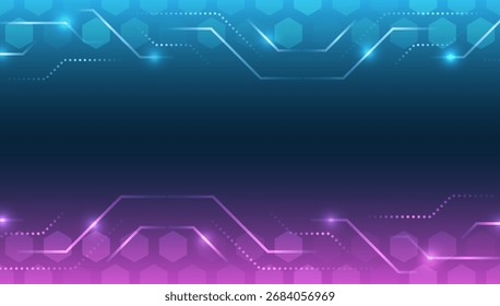 Un fondo digital geométrico con hexágonos y líneas brillantes. Ideal para temas relacionados con la tecnología, la automatización y la innovación. Adecuado para presentaciones científicas y médicas.
