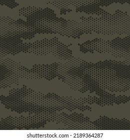 Geometric digital camouflage seamless repeat pattern olive green