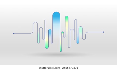 Geometric digital gradient color and line elements motion sound wave abstract vector background