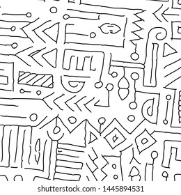 Geometric digital lines and dots. Doodle network connection pattern. Cell abstraction vector illustration for print and web design
