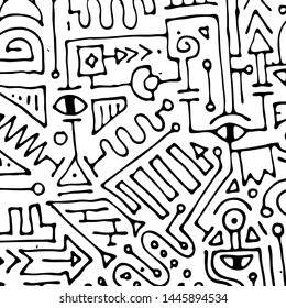 Geometric digital lines and dots. Doodle network connection pattern. Cell abstraction vector illustration for print and web design