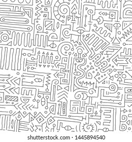 Geometric digital lines and dots. Doodle network connection pattern. Cell abstraction vector illustration for print and web design