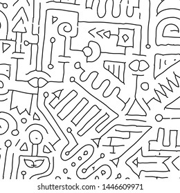 Geometric digital lines and dots. Doodle network connection pattern. Cell abstraction vector illustration for print and web design