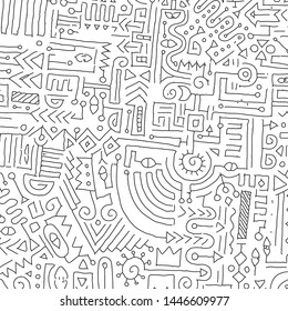 Geometric digital lines and dots. Doodle network connection pattern. Cell abstraction vector illustration for print and web design