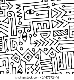 Geometric digital lines and dots. Doodle network connection pattern. Cell abstraction vector illustration for print and web design