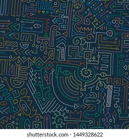 Geometric digital lines and dots. Doodle network connection pattern. Cell abstraction vector illustration for print and web design