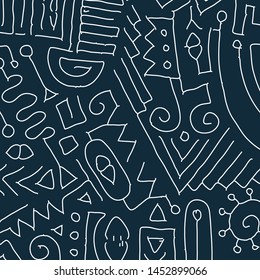 Geometric digital lines and dots. Doodle network connection pattern. Cell abstraction vector illustration for print and web design