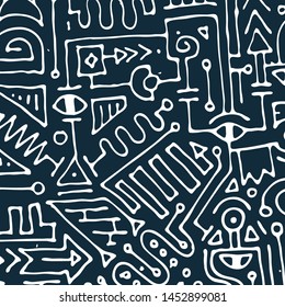 Geometric digital lines and dots. Doodle network connection pattern. Cell abstraction vector illustration for print and web design