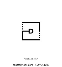 geometric digital modern square D logo letter design concept.