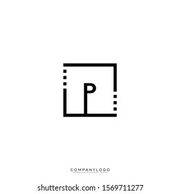 geometric digital modern square P logo letter design concept.