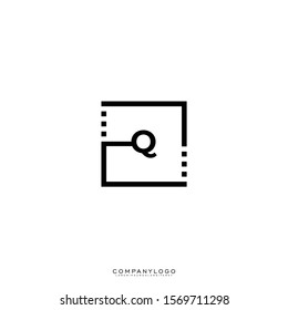 geometric digital modern square Q logo letter design concept.