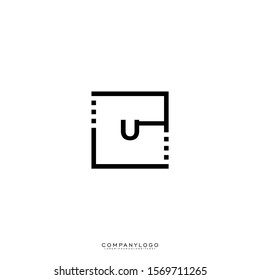 geometric digital modern square U logo letter design concept.