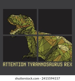 geometric dinosaur design with slogan