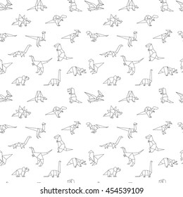 Geometric dinosaurs, seamless pattern, vector